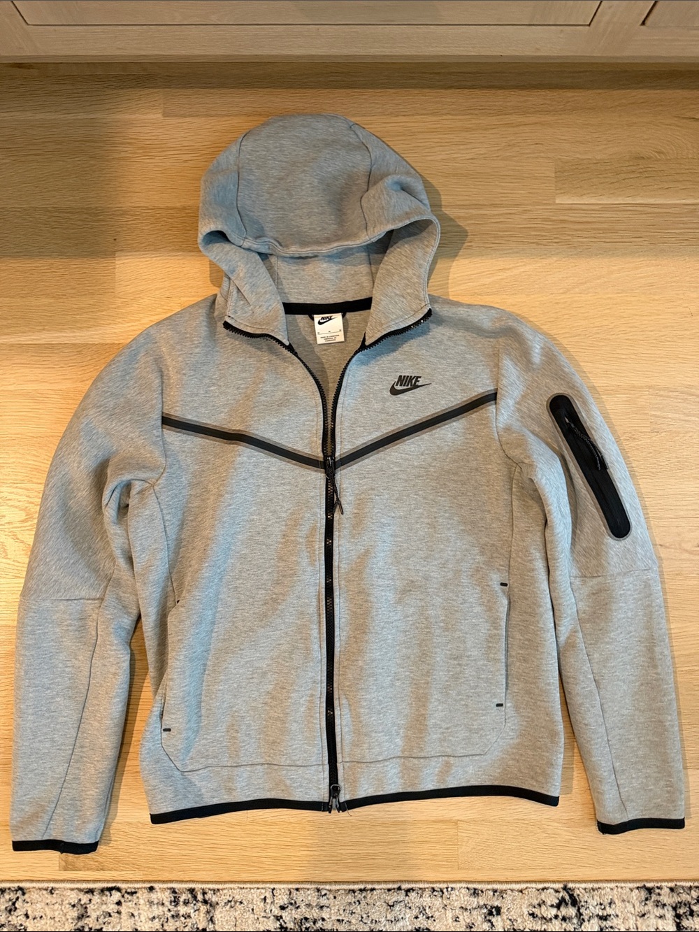 Nike Light Gray Zip-Up Hoodie with Black Accents